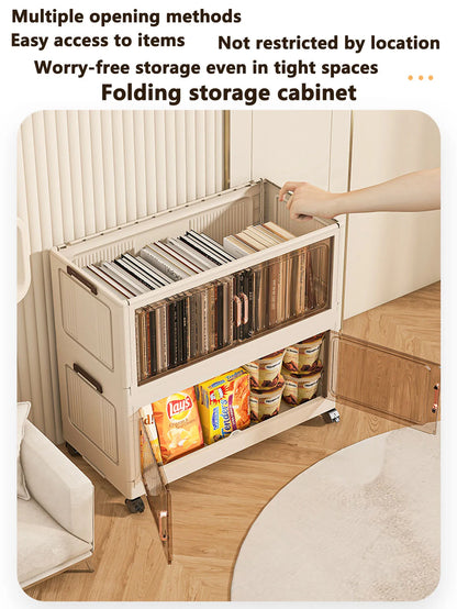 Installation-Free Foldable Storage Cabinet – Plastic Organizer for Kids’ Clothes & Snacks