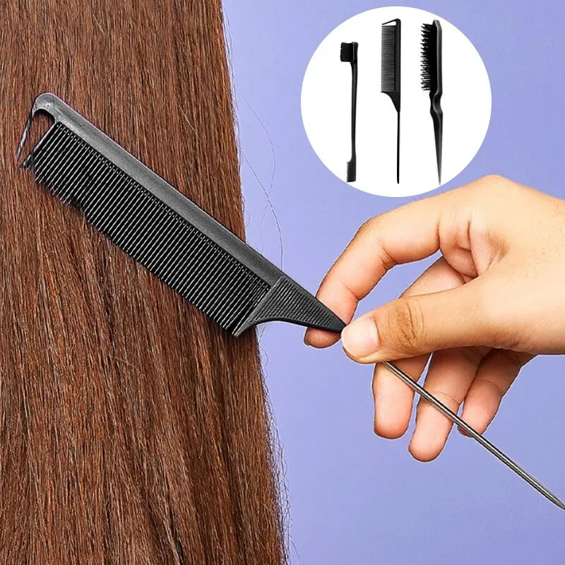 Hair Styling Comb Set - Double-Headed Brush with Special Pointy Tail for Updos, Barber Makeup, Children's Hair - Salon Tools