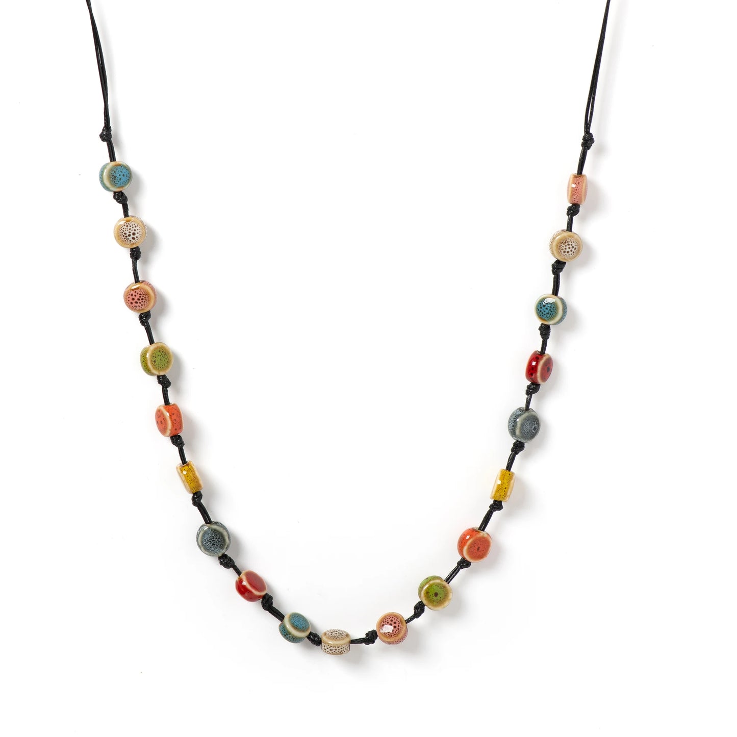 Colorful Handmade Ceramic Jewelry Set - Adjustable Boho Necklace & Bracelet Two-in-One Gift for Women