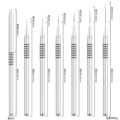 Nail Art Liner Brushes – Striping & Drawing Pens for Elongated Lines, 6–25mm Professional Manicure Design Tools