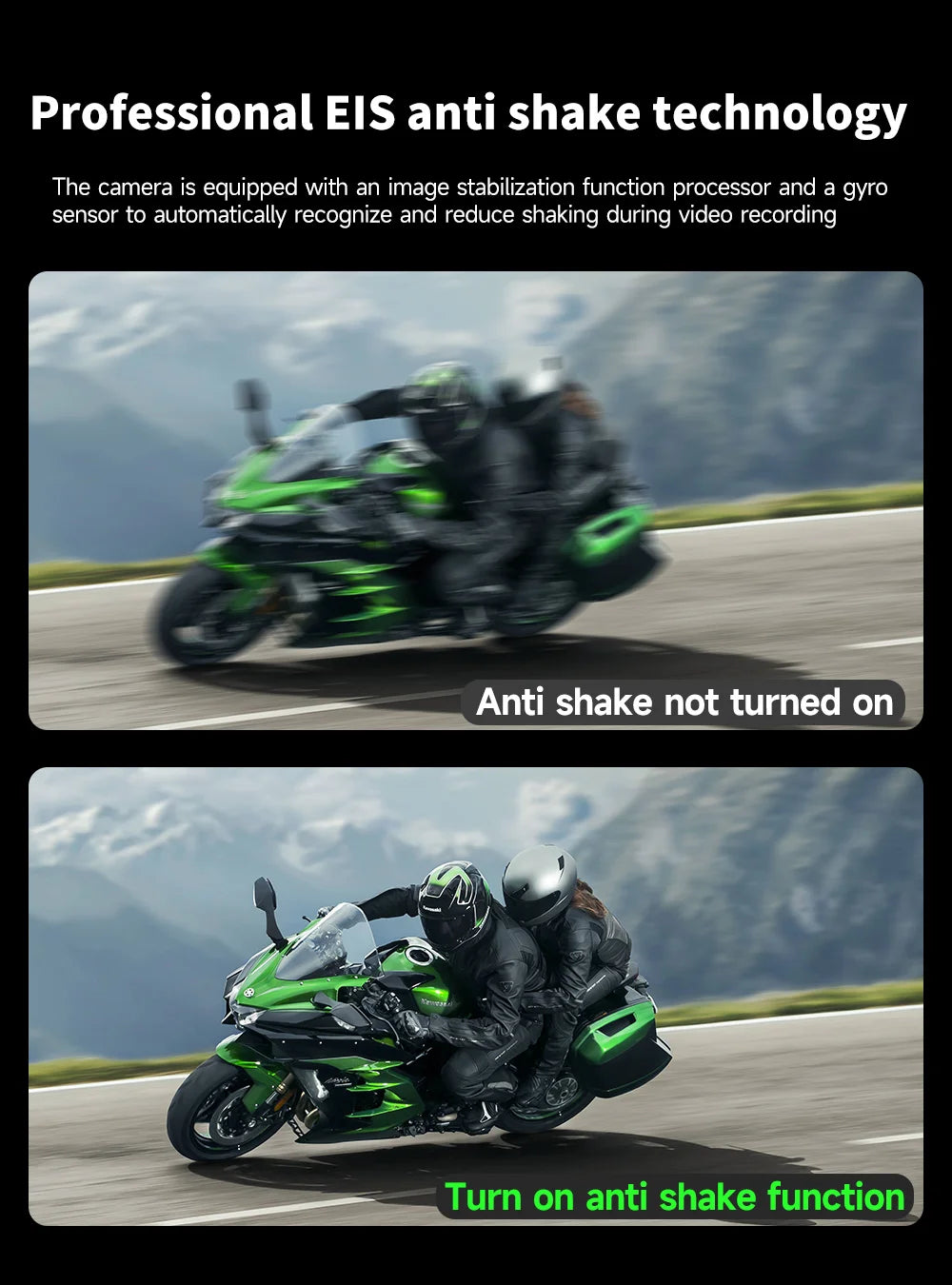 JIUYIN Dual Motorcycle Action Camera – 1080P Front & Rear DVR, Waterproof Dash Cam with WiFi