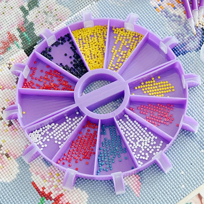 6 Grid Diamond Painting Tray Kit - Large Capacity Drill Plate with Pen & Beading Tools for DIY Cross Stitch Crafts