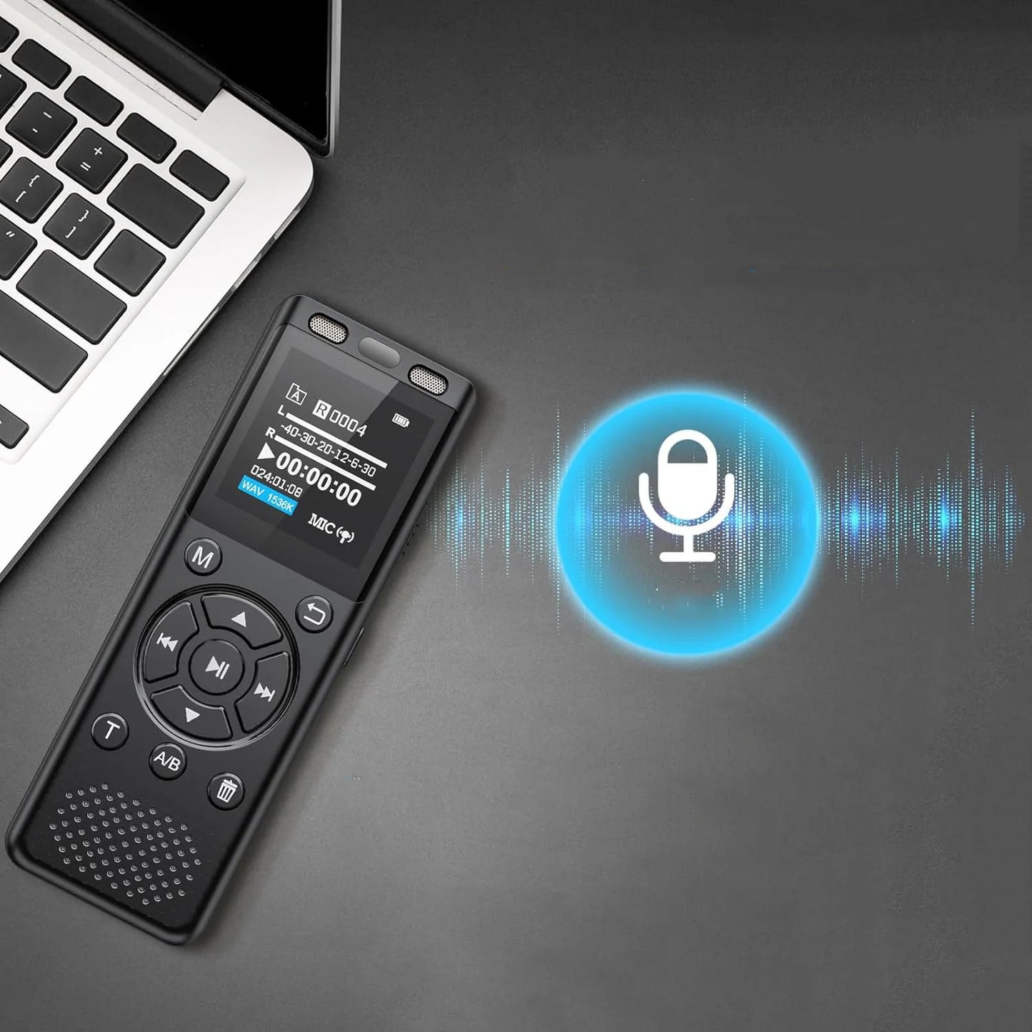 Digital Voice Recorder with Voice Activation & Timed Recording – Built-In Storage, External Microphone Support & Long Battery Life