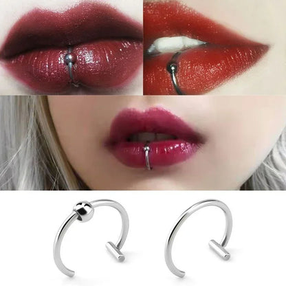 Stainless Steel Fake Nose Ring – Hoop Septum Rings, C-Clip Lip Ring, Non-Pierced Body Jewelry for Women