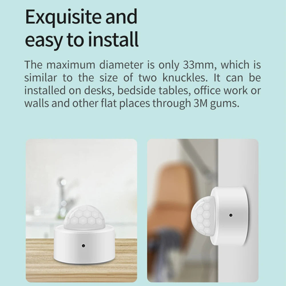 Tuya 2-in-1 ZigBee Mini PIR Motion Detector & Bright Lux Light - Passive Infrared Security Burglar Alarm Sensor