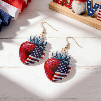 Independence Day Patriotic Earrings - Acrylic American Flag Style Jewelry for Holiday Events
