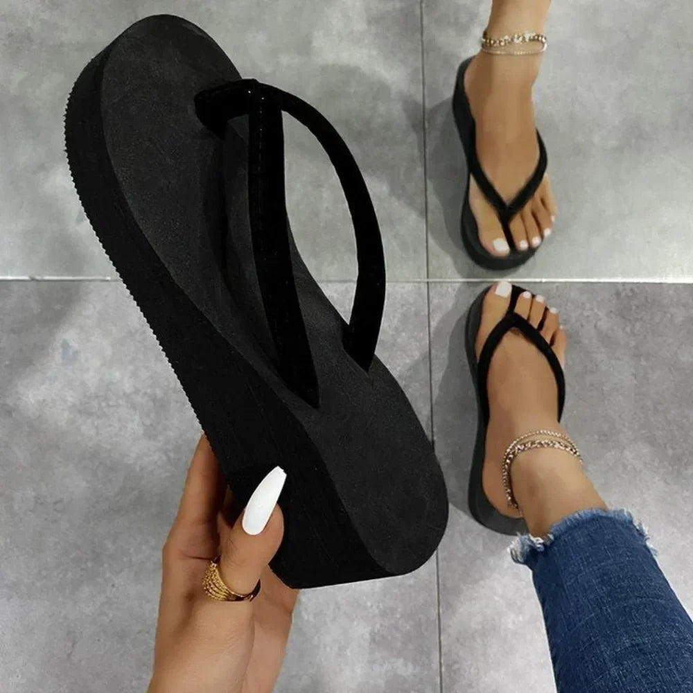 Women’s Summer Wedge Slide Sandals – Memory Foam Beach Flip Flops & Home Slippers, Comfortable Casual Footwear