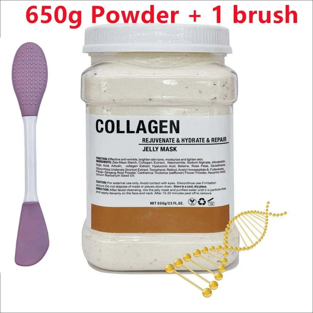 650g Chamomile Hyaluronic Acid Facial Moisturizing Mask Powder with Silicone Brush, Rose Jelly Mask for Skin Elasticity