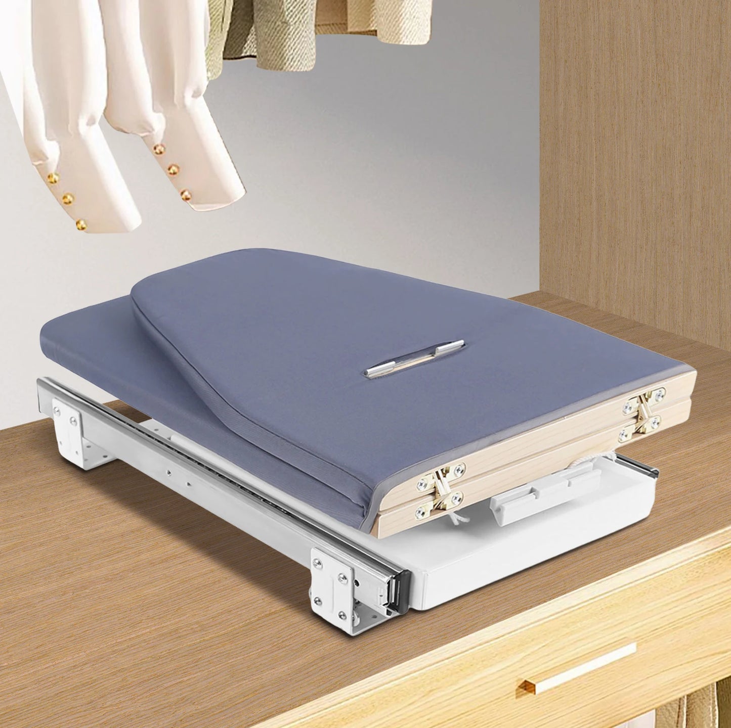 Foldable Cabinet-Mount Ironing Board | Sturdy Metal Frame 80x29.5cm Gray