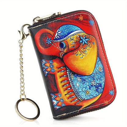 RFID Leather Card Holder Wallet with Zipper & Key Ring – Slim Credit Card Case & Coin Purse for Men and Women