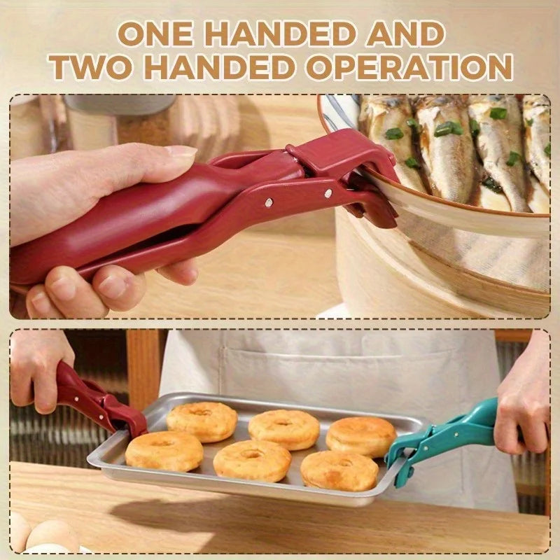 Non-Slip Silicone Pot and Pan Gripper - Heat-Resistant Dish Retriever Tongs for Bowls, Plates, Air Fryers, and Camping