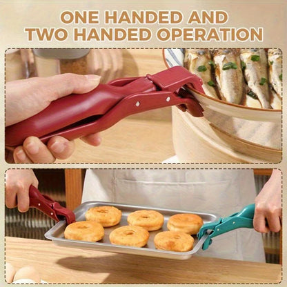 Non-Slip Silicone Pot and Pan Gripper - Heat-Resistant Dish Retriever Tongs for Bowls, Plates, Air Fryers, and Camping