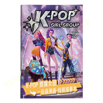 2025 KPop Demon Hunter Coloring Book – Line Drawing Picture Book, Painting Activity for Kids, Birthday Gift