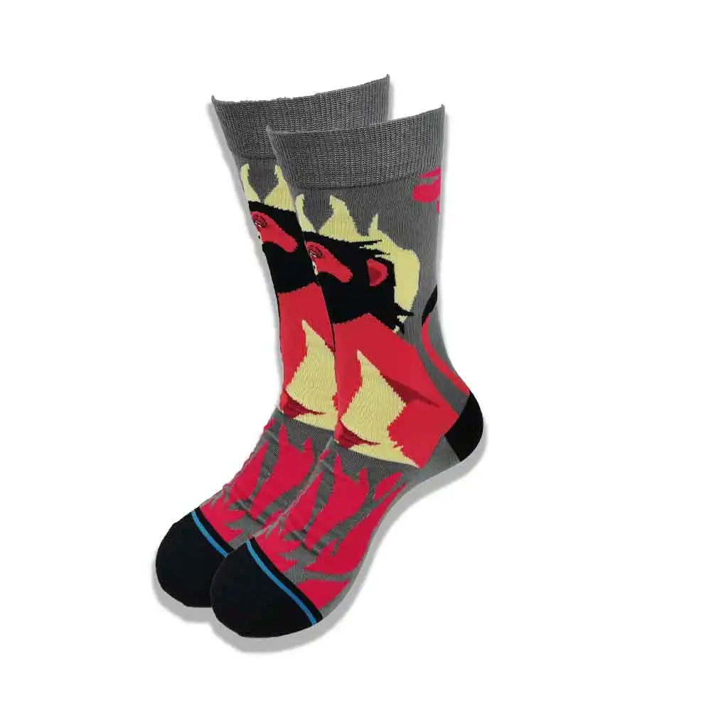 Men's Cartoon Character Crew Socks - Fun Novelty Cotton Casual Socks