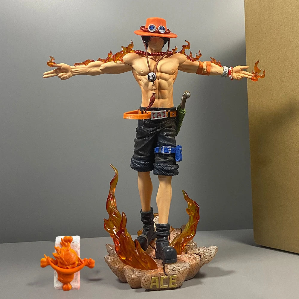28cm One Piece Ace Figure – Portgas D. Ace PVC Action Collectible Toy for Kids & Christmas Gift