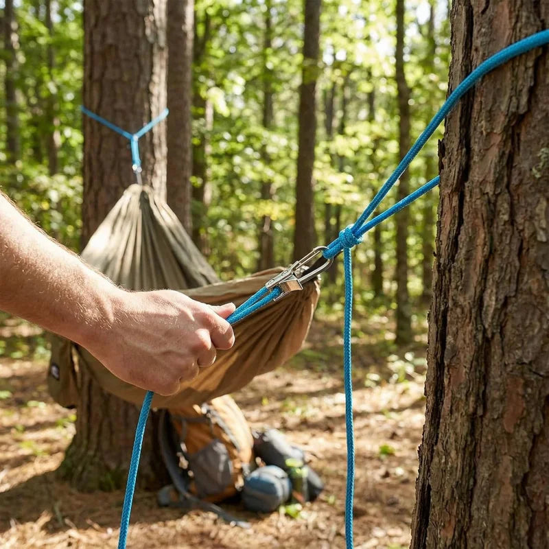Rope Tying & Tensioning Tool - Heavy-Duty Retractable Buckle with Roller Tensioner for Camping & Outdoor Use