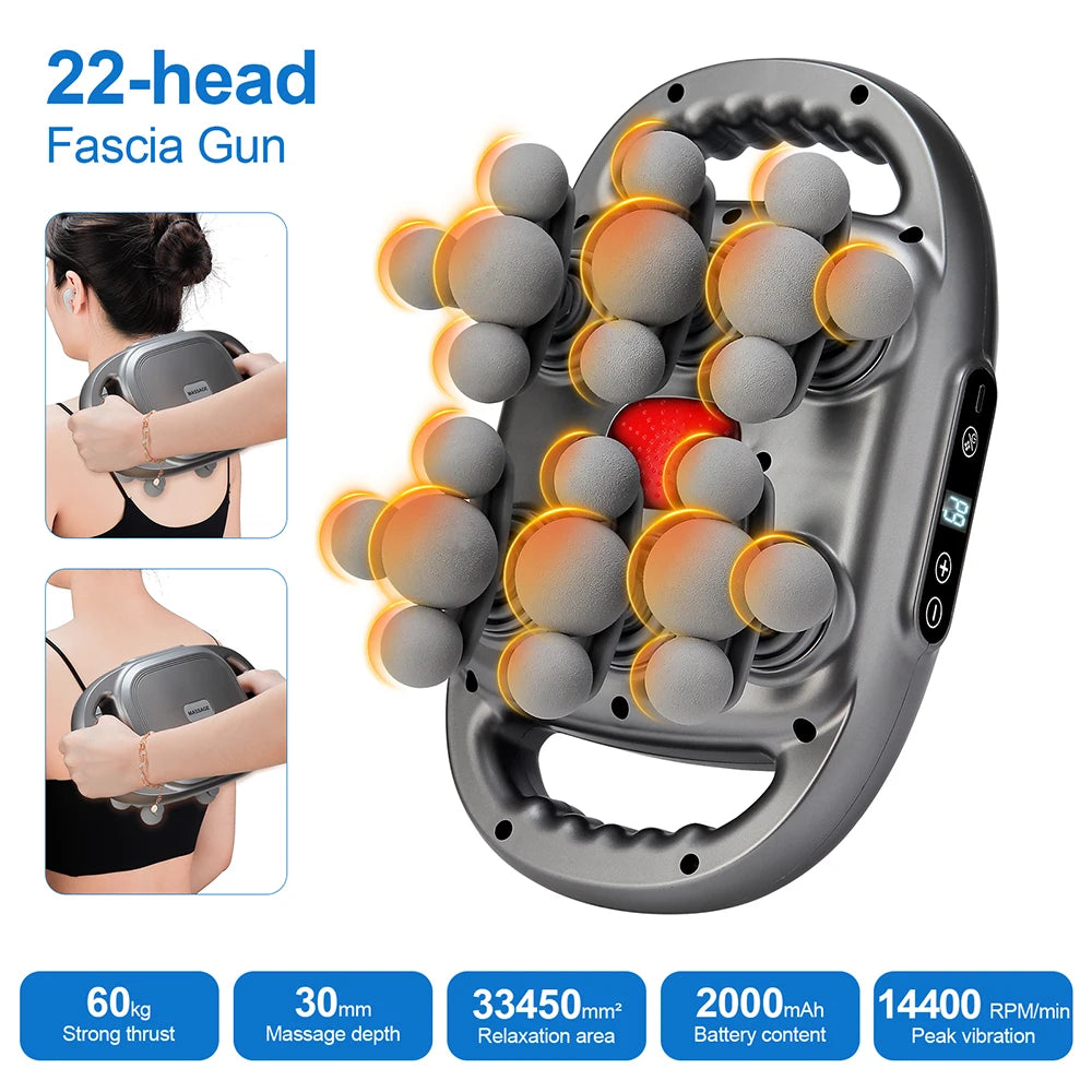 16-Head Fascia Massage Gun – High-Frequency Vibration Body Massager for Back, Waist, Neck, and Shoulders, Muscle Relief