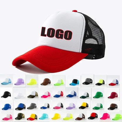 Custom Logo Trucker Hat - Adjustable Polyester Mesh Baseball Cap for Men & Women