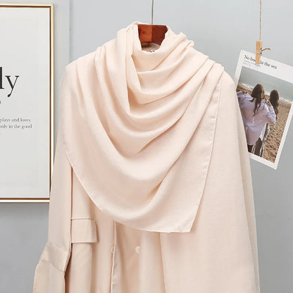 Winter Warm Cotton-Linen Pashmina Scarf for Women – Plain Stripe with Tassels – Hijab Shawl Wrap Bandana – New
