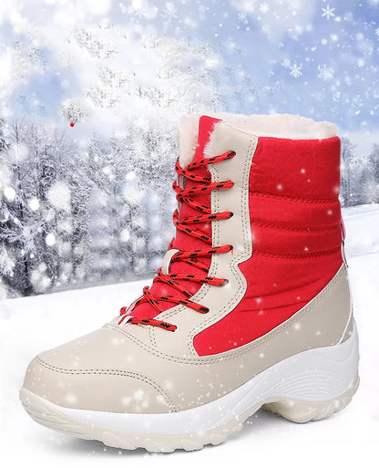 Women's Winter Snow Boots – Plush Lined Platform Flat Casual Shoes for Warmth and Comfort
