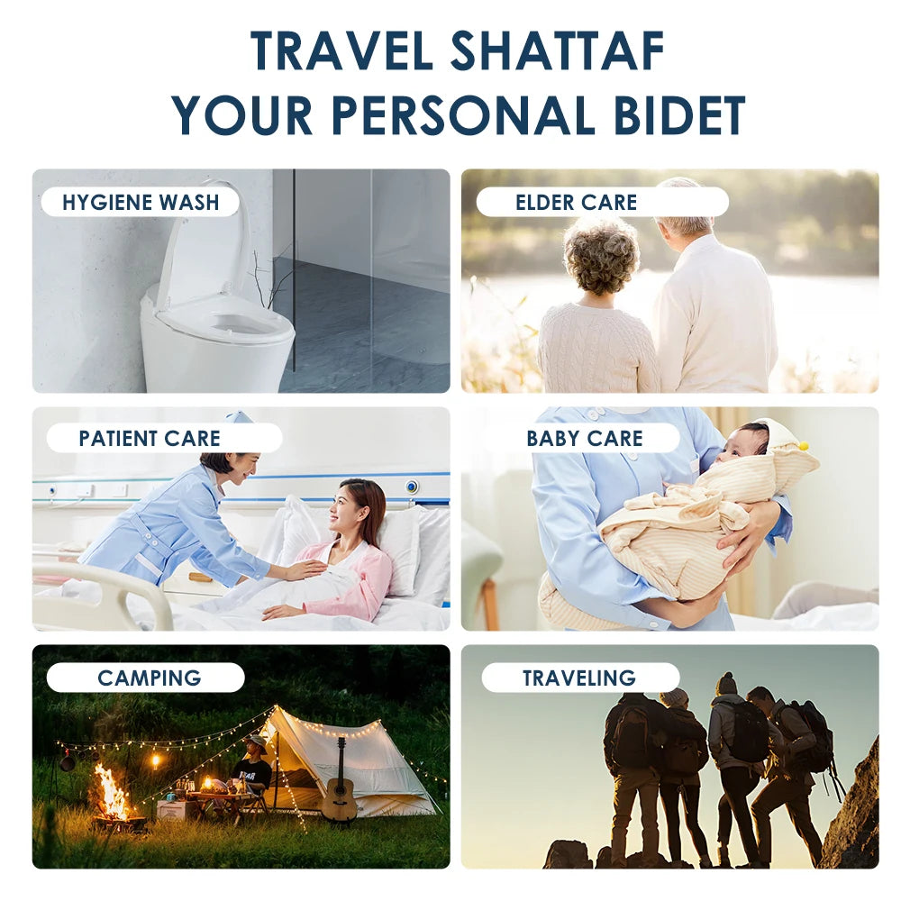 Wower Portable Electric Bidet for Personal Hygiene – 2.3L Rechargeable Shattaf Travel & Camping Bidet Shower Sprayer