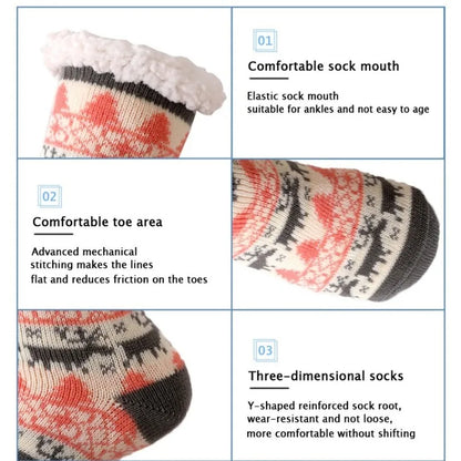 Winter Plush Women’s Non-Slip Floor Socks – Fuzzy Soft Penguin, Deer, Elk & Bear Slippers, Cozy Christmas Gift