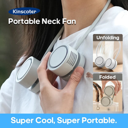 New Portable Neck Fan | Foldable Mini USB Rechargeable 1600mAh Silent Cooling Fan for Sports & Personal Use
