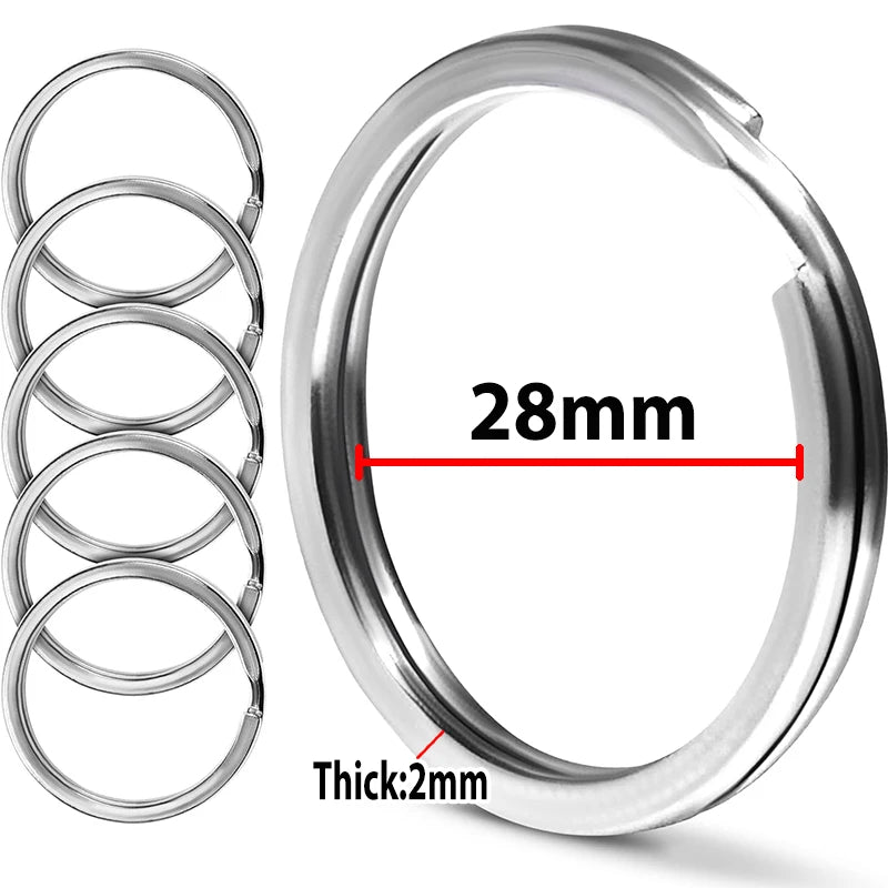 10/30PCS Stainless Steel Key Rings - Polished Silver Round Split Rings for DIY Jewelry Making & Keychain Crafts 25-35mm