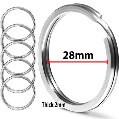 10/30PCS Stainless Steel Key Rings - Polished Silver Round Split Rings for DIY Jewelry Making & Keychain Crafts 25-35mm
