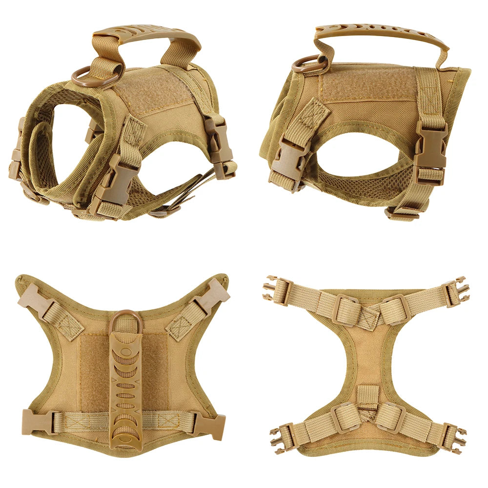 Tactical Cat & Small Dog Harness — Adjustable Puppy Vest with Leash, Handle, and 2 Patches for Training & Outdoor Use