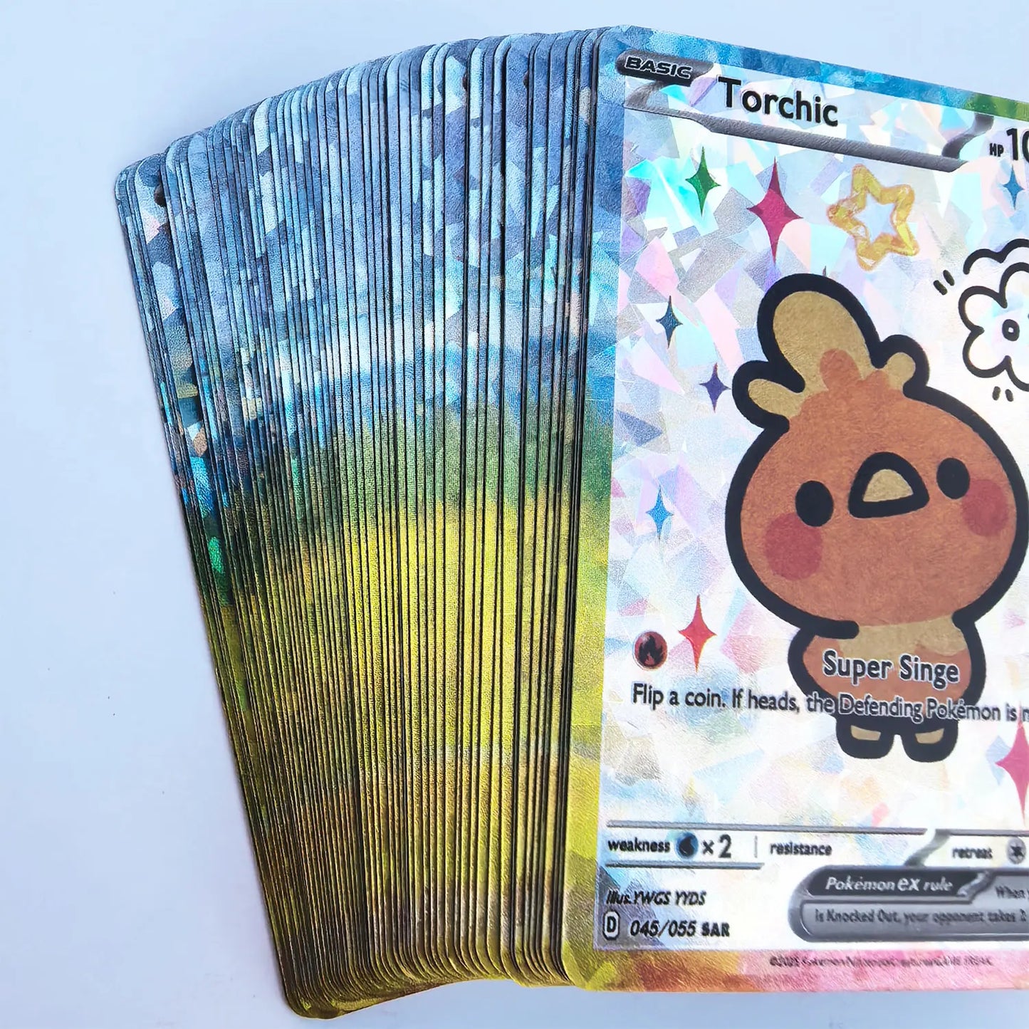 55PCS Shiny Holographic DIY Pokémon Anime Collection Cards Set – Cute Classic Gengar & Charizard Trading Cards Pack