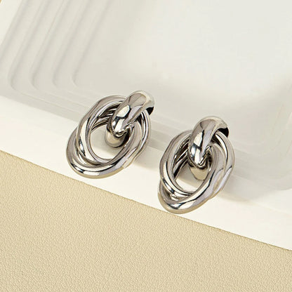 Gold & Silver Knot Hoop Earrings – Trendy Shiny Eardrop Jewelry for Women