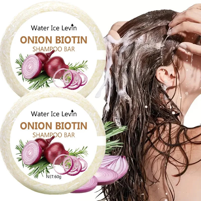 Onion & Biotin Shampoo Soap Bar 60g with Rosemary Extract for Moisturizing Hair Care