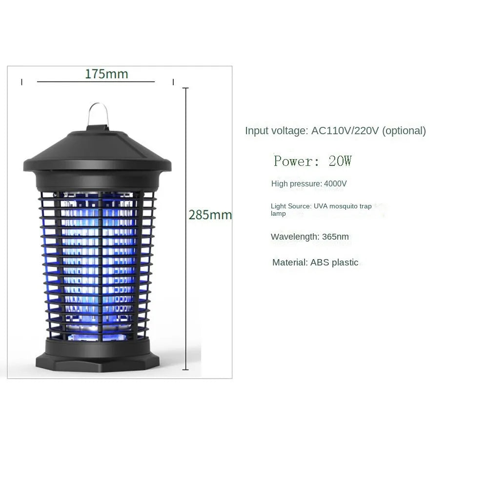 20W UV Mosquito Killer Lamp - 365nm Electric Shock Fly Trap Bug Zapper Insect Killer Light for Home Use