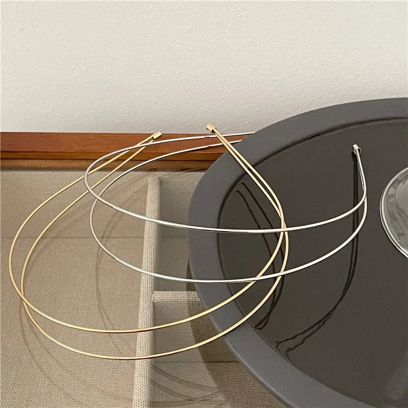 Thin Gold Multilayer Alloy Headband – Double Root Metal Hair Hoop for Women, Smooth & Stylish Hair Accessory