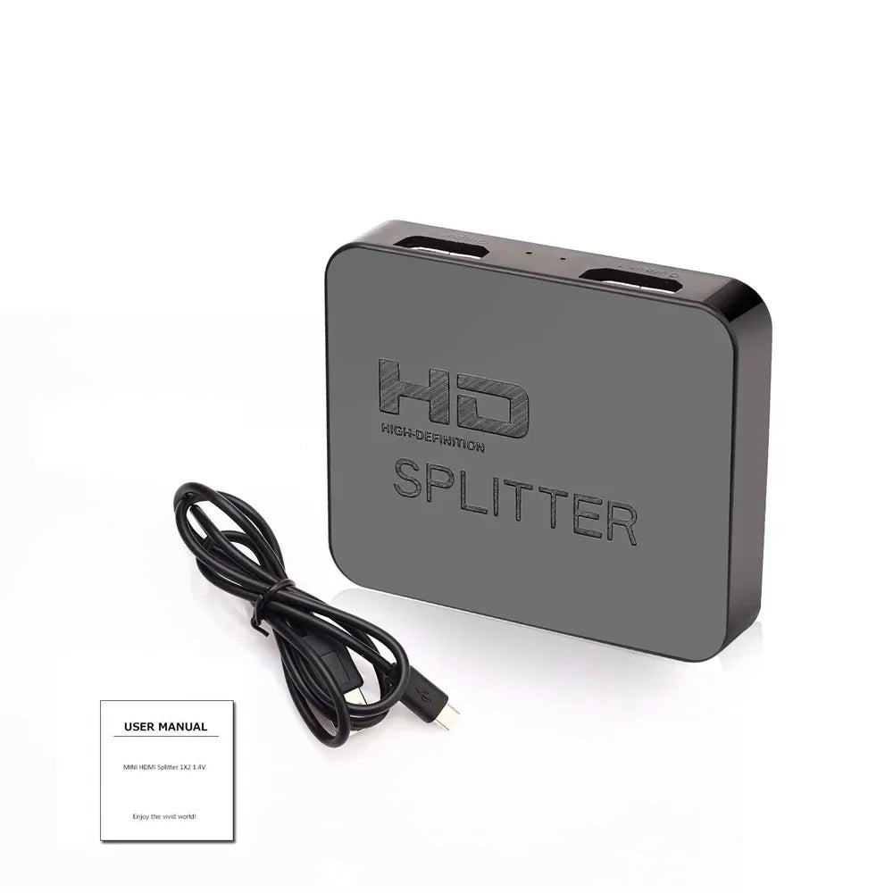 1x2 4K HDMI Splitter – Dual Display HDMI Switch 1 In 2 Out Video Amplifier for PC, Laptop, Monitor, Projector, TV Box