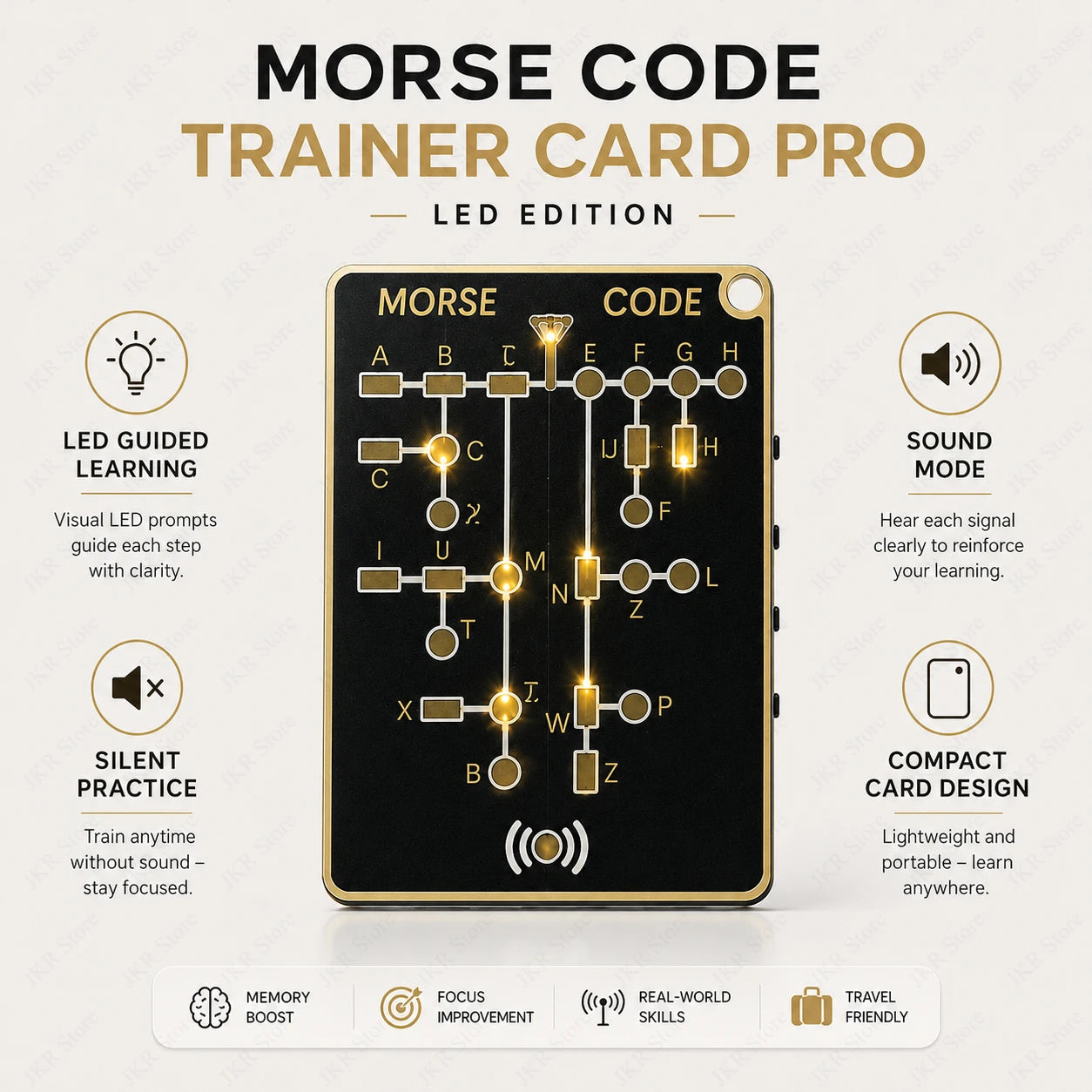 Portable Morse Code Trainer Card - Mini LED Electronic Code Learning & Practice Tool