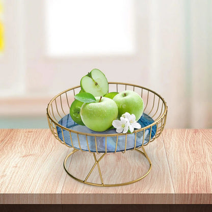 Metal Iron Wire Fruit Basket - Sturdy Fruit Tray and Cake Holder for Home, Living Room - Ideal for Vegetables, Breads, Cabinet Display Stand
