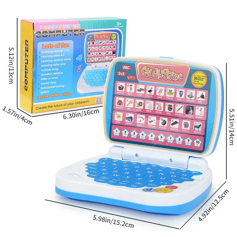 Kids English Learning Laptop Toy – Educational Computer for Boys & Girls with ABC, Numbers, Words, Spelling, Math & Music