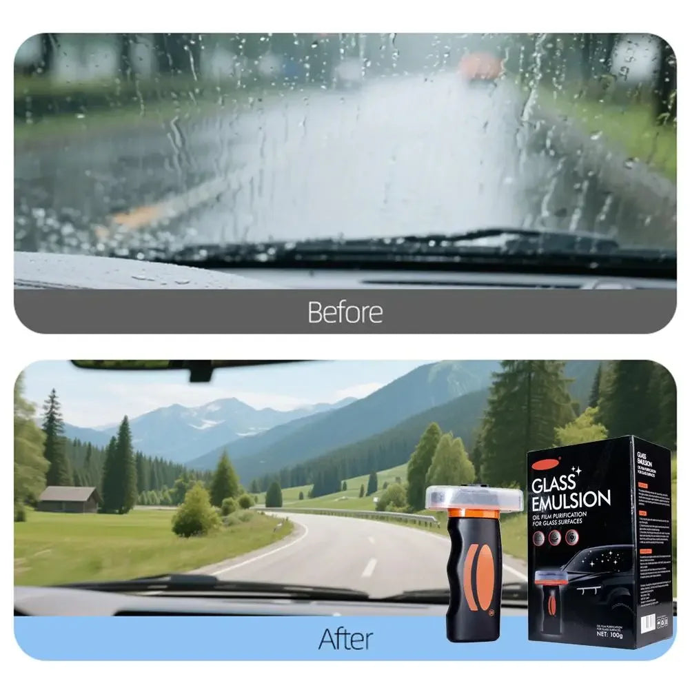 100g Car Windshield Water Repellent - Hydrophobic Glass Cleaner, Anti-Fog and Oil Film Remover for Auto Glass