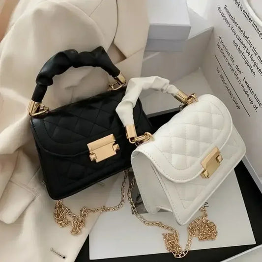 Women’s PU Leather Crossbody Bag - Stylish Rhomboid Chain Shoulder Messenger Mini Handbag
