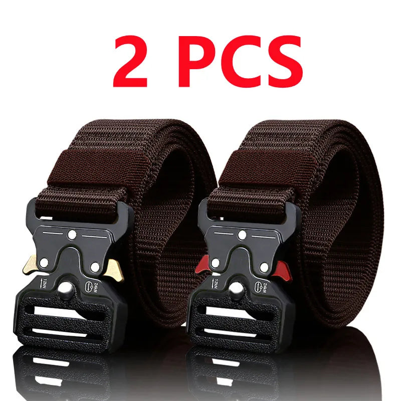 2PCS Men's Tactical Belts – Durable Adjustable Outdoor Hunting & Sports Belt