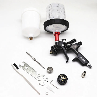 HVLP Spray Gun with Adapter & Mix Tank — 1.3mm & 1.7mm Nozzles for Car Painting, Water-Based Air Spray Gun