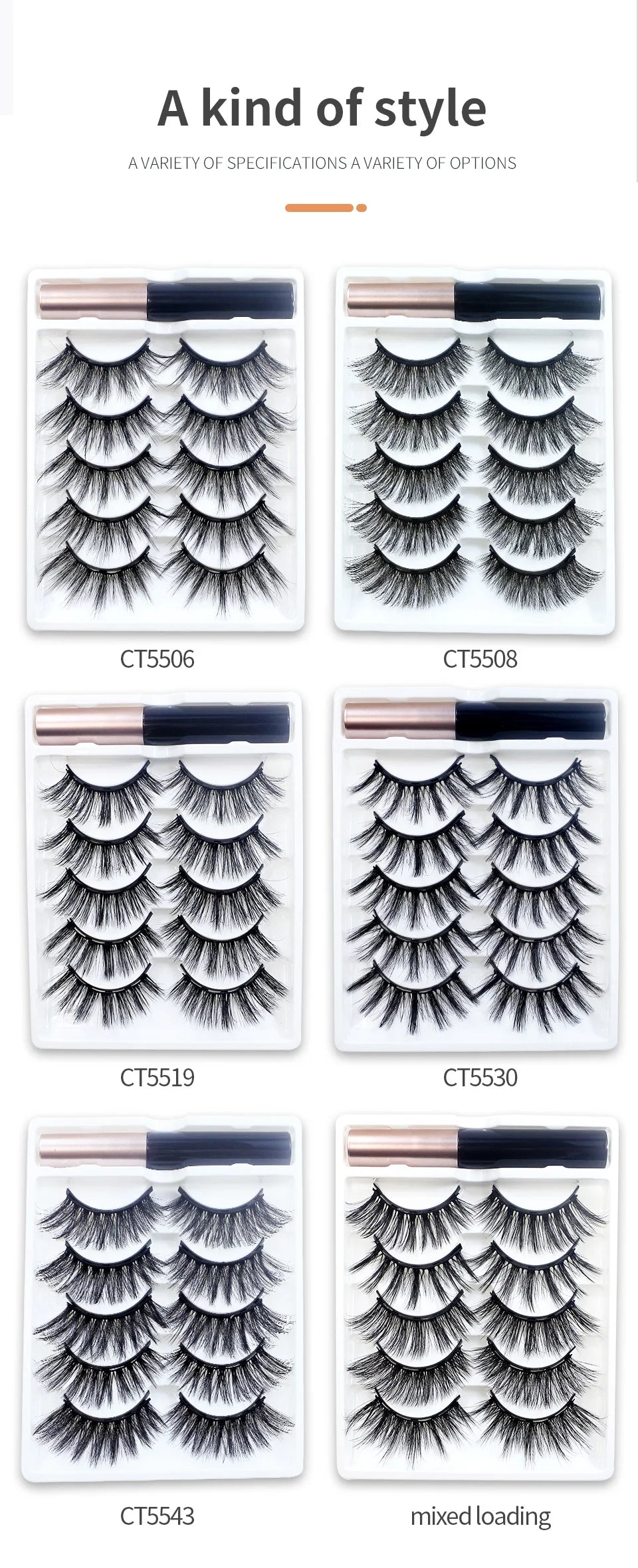 REDSIREN 5 Pairs Magnetic Eyelashes with Eyeliner – Reusable Thick Natural False Lashes