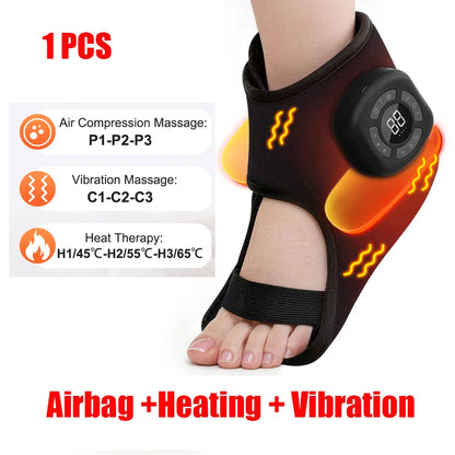 Wireless Air Compression Ankle Massager - Electric Heating, Vibration & Airbag Foot Massage for Muscle Relaxation