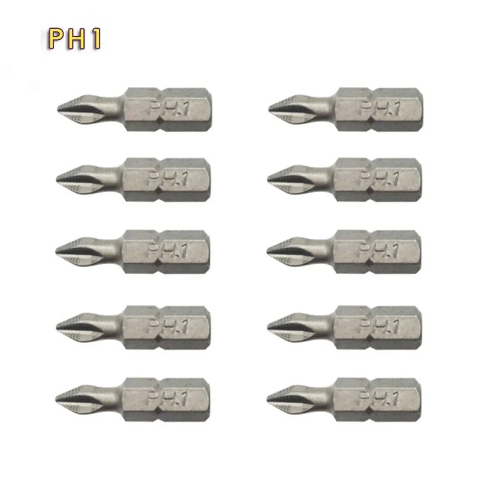 10-Pcs 25mm Anti-Slip Magnetic Hex Shank Screwdriver Bit Set – PH1, PH2, PH3, PZ1, PZ2, PZ3 Drill Bits