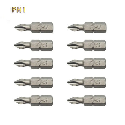 10-Pcs 25mm Anti-Slip Magnetic Hex Shank Screwdriver Bit Set – PH1, PH2, PH3, PZ1, PZ2, PZ3 Drill Bits