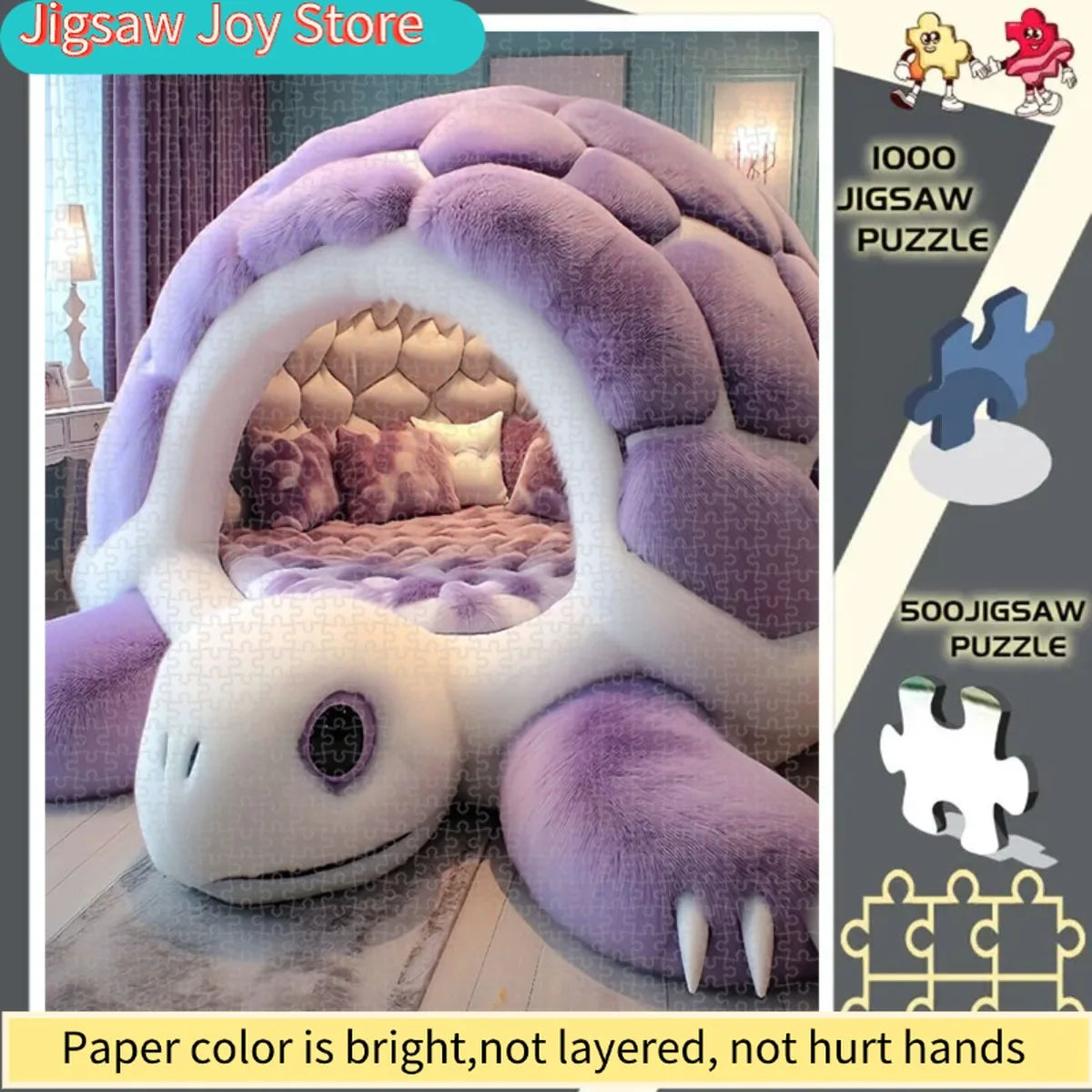Halloween 1000-Piece Puzzle - Purple Turtle Bed Plush-Themed Home Decor