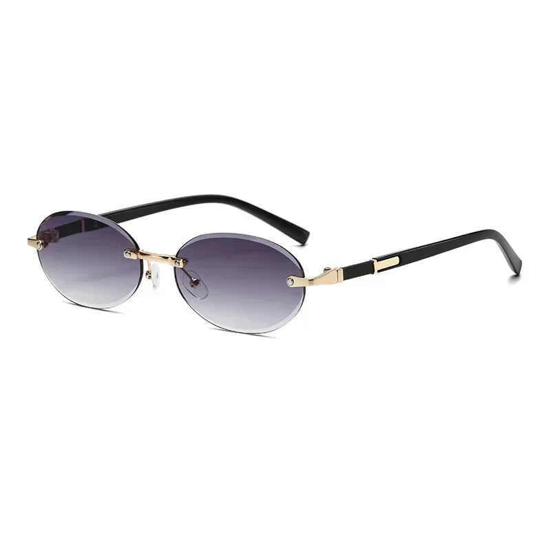 Rimless Rectangle Sunglasses – Unisex Small Square Fashion Shades, Lightweight UV Protection for Summer Travel