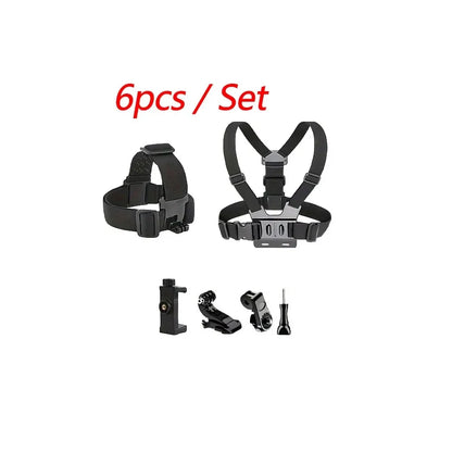 Action Camera Accessories Kit - Adjustable Head Strap & Chest Mount Holder for GoPro, DJI, Insta360 & More